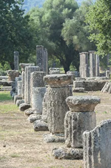 Greek Prints: Ancient Greek ruins, gymnasium, Oympia, Greece, Europe