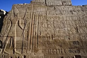 Images Dated 22nd November 2005: Ancient hieroglyphs on wall, Temple of Karnak, located at modern day Luxor or ancient Thebes