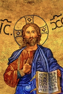 Mosaic Prints: Ancient Jesus Mosaic, Papal Basilica of Saint Paul