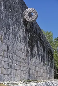 Majestic Prints: Ancient Mayan ballgame hoop in Chichen Itza sport court. Central America, Mexico