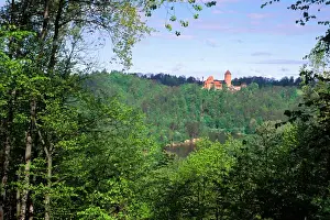 Baltic State Prints: Ancient Turaida Castle overlooking the Gauja River in the Gauja National Park, Latvia