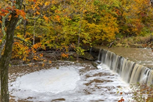 Anderson Falls on Fall Fork of Clifty Creek in autumn near Newbern, Indiana, USA