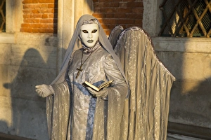 Carnival Prints: Angel in Grey Venice at Carnival Time, Italy