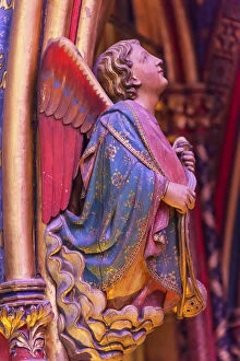 France Collection: Angel Wood Carving Cathedral Saint Chapelle Paris France