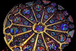 Stained Glass Prints: Angels stained glass rose window
