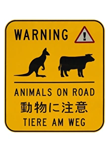 Warning Prints: Animals on Road Warning Sign, Australia