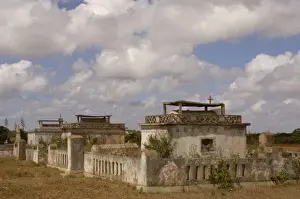 Antandroy Tomb. Prominent tombs usually decorated with aloalo (sculptured