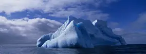 Eco Tourism Prints: Antarctica, Deception Island, Blue iceberg floats in calm seas just off Baily Head