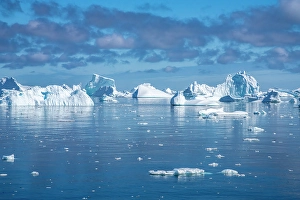 Images Dated 17th April 2024: Antarctica. Landscape with ocean and icebergs
