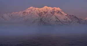 Images Dated 3rd January 2020: Antarctica, South Georgia Island. Panoramic of sunset on Mt. Paget