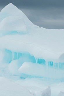 Frozen Prints: Antarctica, Weddell Sea, Snow Hill. Detail of iceberg with icicles