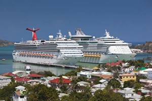 Images Dated 28th March 2012: Antigua and Barbuda, Antigua, St. Johns, elevated city view with cruiseships at Heritage