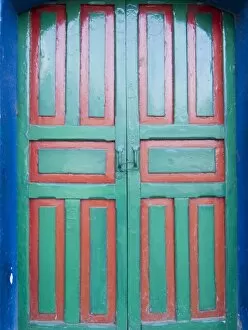 Antigua, Guatemala. Colored doorway