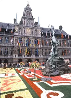 Town Hall Prints: Antwerp Town Hall Stadhuis, 1564 Tapis de Fleurs Festival