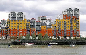 Apartment housing along the Thames River in London, England