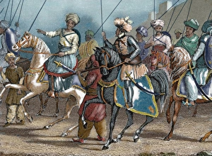 Arab army. Nineteenth-century colored engraving