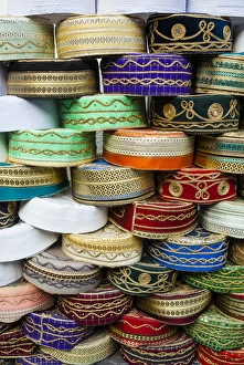 Graphic Prints: Arab caps for sale, Tunis, Tunisia, North Africa, Africa