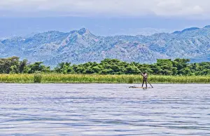 Flat Prints: Arba Minch Lake Chamo Ethiopia Africa in Crocidile Market in water dangerous with