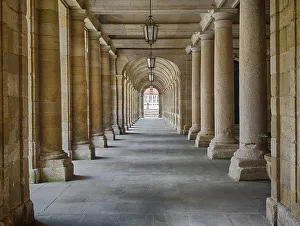 Hallway Prints: Arcade in the Palacio de Rajoy (Pazo de Raxoi) near the main square of Cathedral Santiago de Compostela