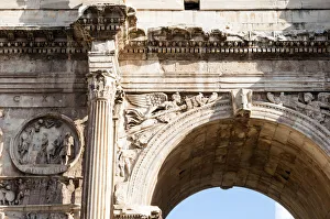 Roman Prints: Detail of Arch of Constantine, Arco di Costantino, Rome, Unesco World Heritage Site