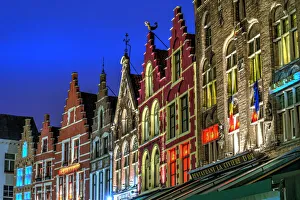 West Flanders Prints: Architectural rooftops in the city center in Bruges, Belgium