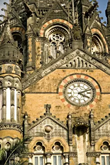 An architectural detail of the Victoria Terminus in Mumbai
