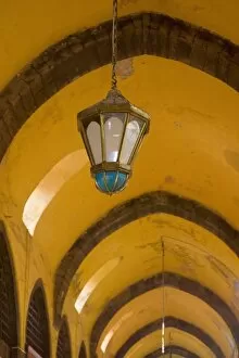 Archway in Topkapi Palace with single lantern, Istanbul Turkey