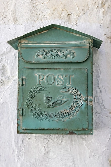 Andalusia Prints: Arcos de la Frontera, Seville Province, Andalusia, Spain. An old green letter box