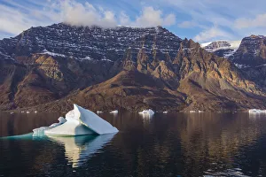 Arctic, Greenland, Milne Land, Scoresby sund, blue, brown, calm water, clouds, cold