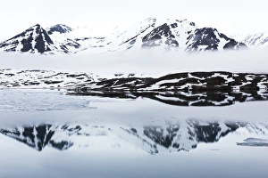 Territory Of Norway Prints: Arctic, Norway, Svalbard, Spitsbergen, Monaco glacier, Reflections of mountains
