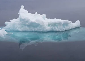 Arctic Ocean, Norway, Svalbard. Iceberg reflects in ocean