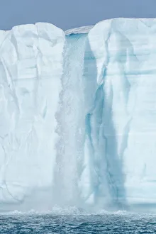 Images Dated 21st April 2019: Arctic, Svalbard, Nordaustlandet Island. Waterfalls cascading from the melting glacier