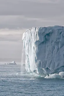 Images Dated 21st April 2019: Arctic, Svalbard, Nordaustlandet Island. Waterfalls cascading from the melting glacier