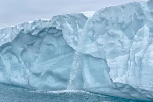 Images Dated 21st April 2019: Arctic, Svalbard, Nordaustlandet Island. Waterfalls cascading from the melting glacier