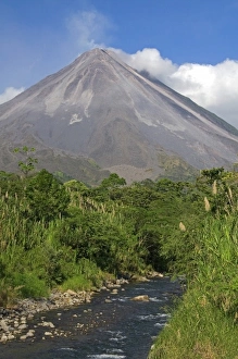 Images Dated 22nd January 2010: Arenal Volcano and fresh water stream near La Fortuna, San Carlos, Costa Rica