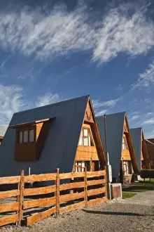Chubut Province Prints: Argentina, Chubut Province, Esquel. A-frame houses