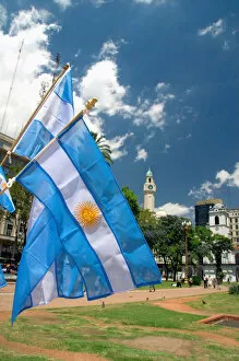 Images Dated 17th January 2006: Argentina flags at the Plaza de Mayo in Buenos Aires, Argentina
