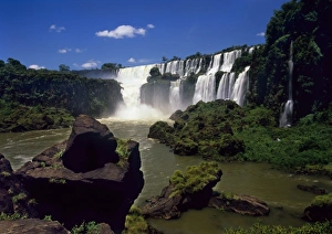 Images Dated 23rd August 2012: Argentina, Igwazu, Igwazu Falls. Salto San Martin thunders into the river below