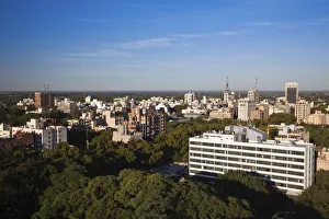 Mendoza Prints: ARGENTINA, Mendoza Province, Mendoza. City view from above Plaza Italia, late afternoon