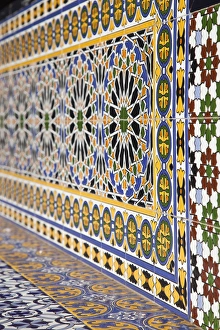 ARGENTINA, Mendoza Province, Mendoza. Tilework detail, Plaza Espana