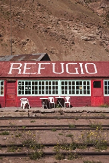 Text Prints: Argentina, Mendoza Province, Puente del Inca. Mountain refugio hut