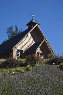 Lake District Prints: ARGENTINA, Neuquen Province, Villa Traful. Town chapel