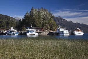 Images Dated 15th March 2009: Argentina, Rio Negro Province, Llao Llao. Lake Nahuel Huapi tourboats, Puerto Panuelo