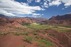 Physical Geography Prints: ARGENTINA, Salta Province, Quebrada de Cafayate Canyon. Red rock high view by El Sapo