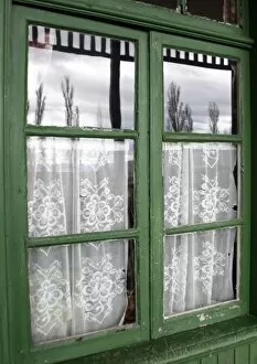Argentina, Santa Cruz Province. Window detail, English style house