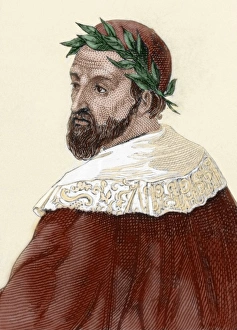 15th Century Prints: Ariosto, Ludovico (1474-1533). Italian poet. Colored engraving
