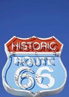 Lodging Prints: Arizona, Seligman. Classic neon signage along historic Route 66