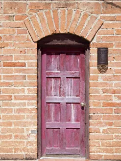 Sonora Prints: Arizona, Tumacacori National Historic Park, Brick wall with wood door