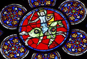 Sword Prints: Armed Knight Sword stained glass, Notre Dame Cathedral, Paris, France