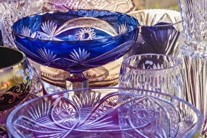Armenia, Yerevan. Vernissage Market antique glassware